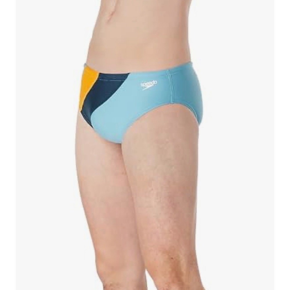 Speedo Boys Eco Endurance Swim Brief Vibe Collection Turquoise Navy Orange SZ 26